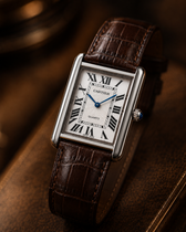 Cartier Tank Rectangular Men's Watch – Brown Strap
