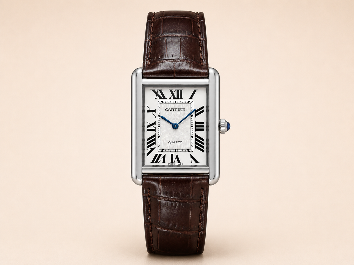 Cartier Tank Rectangular Men's Watch – Brown Strap
