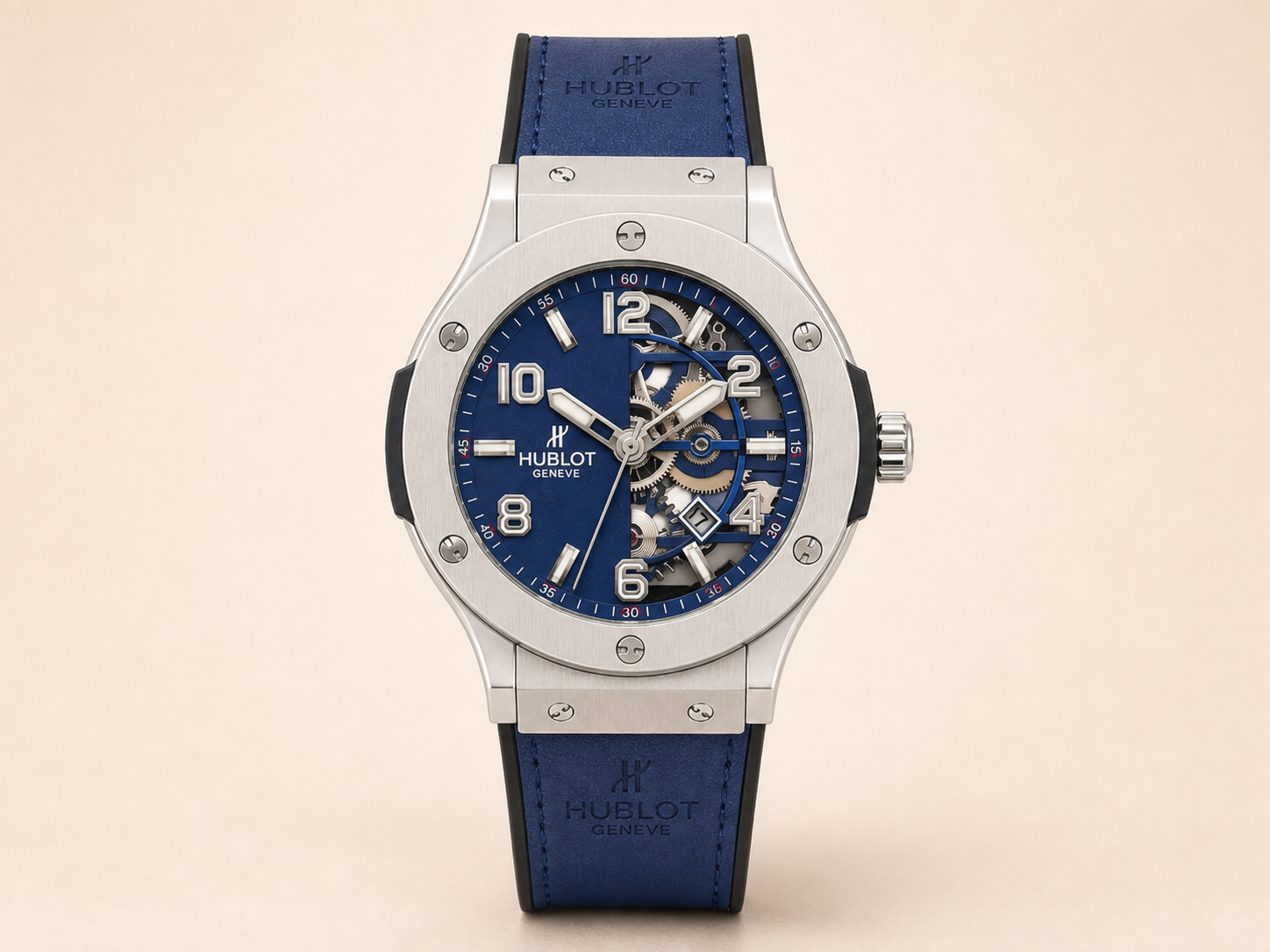Hublot Genève Semi-Skeleton Men's Watch – Blue Strap