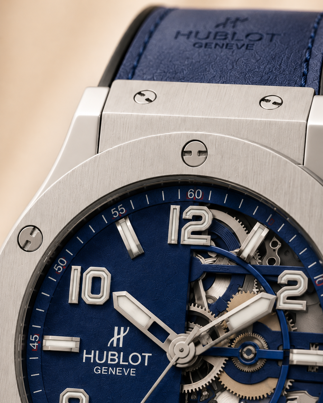 Hublot Genève Semi-Skeleton Men's Watch – Blue Strap
