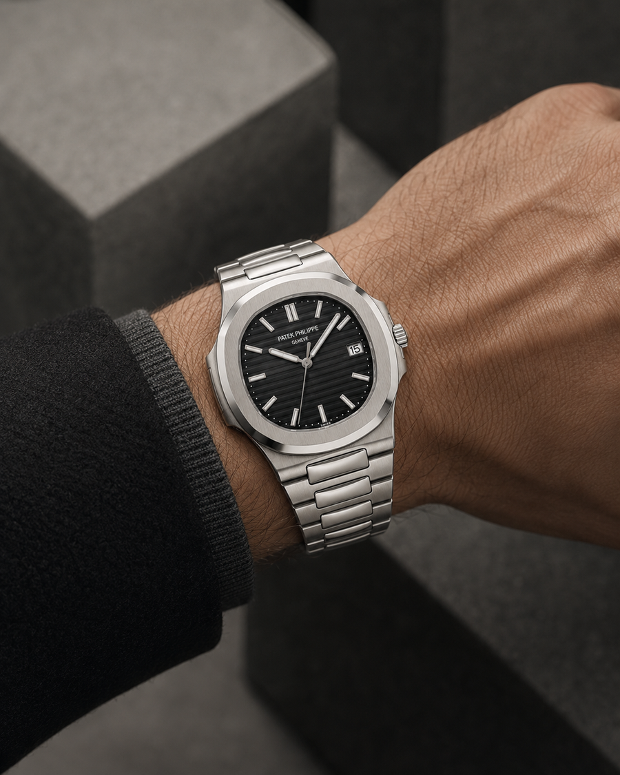 Nautilus Style Deep Dial Men's Watch – Silver