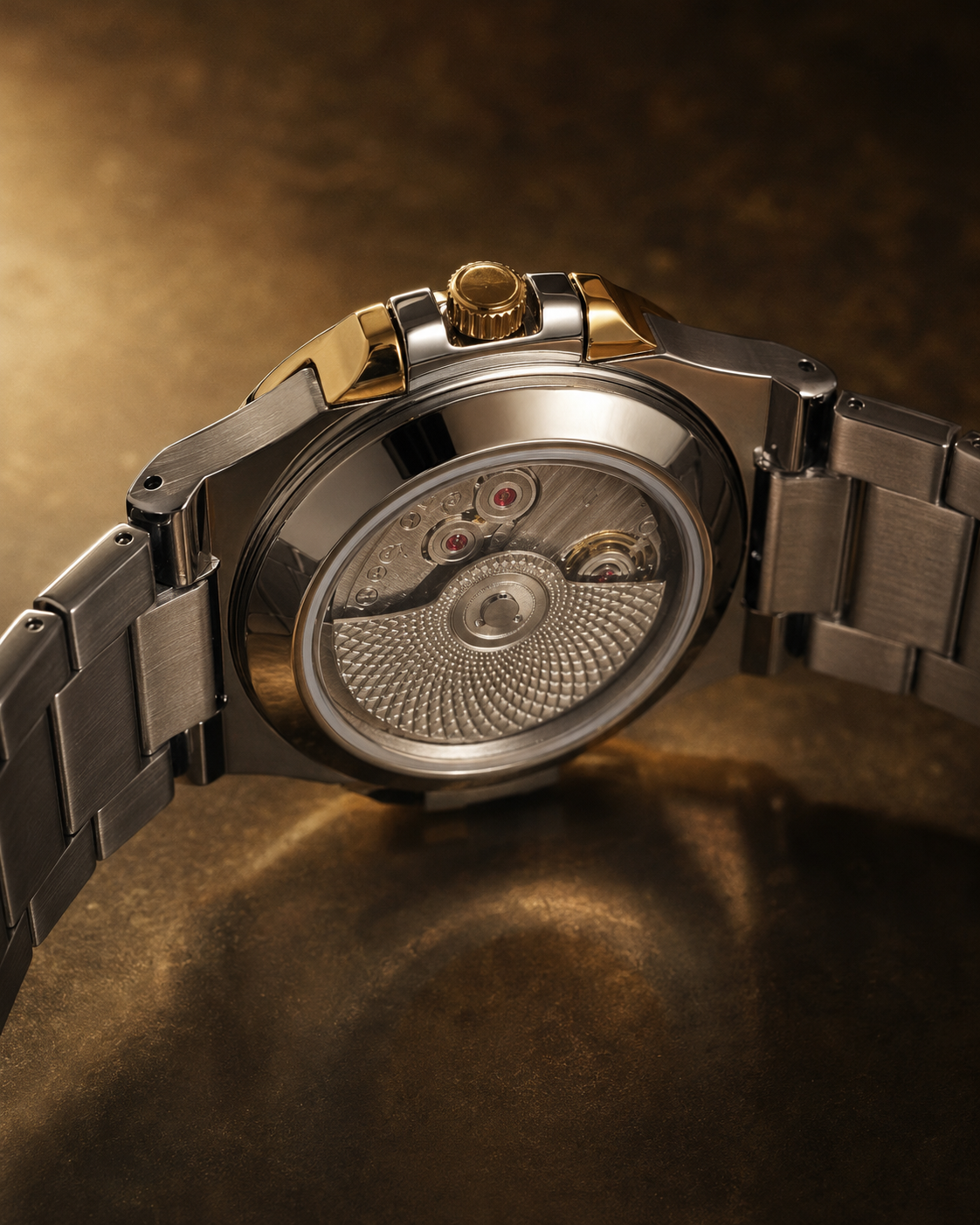 Nautilus Style Dual-Tone Semi Automatic Men's Watch