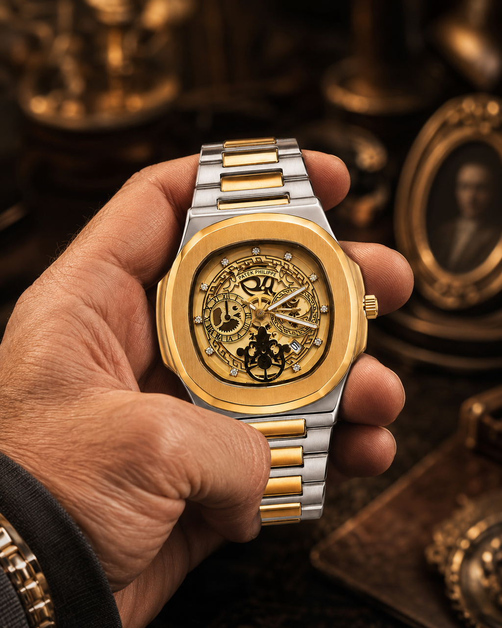 Nautilus Style Dual-Tone Semi Automatic Men's Watch