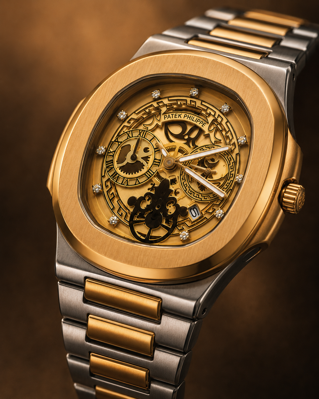 Nautilus Style Dual-Tone Semi Automatic Men's Watch