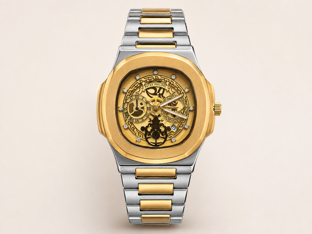 Nautilus Style Dual-Tone Semi Automatic Men's Watch
